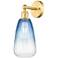 Edison Brookhaven Almond 15"H Satin Gold Sconce With Sapphire Shade
