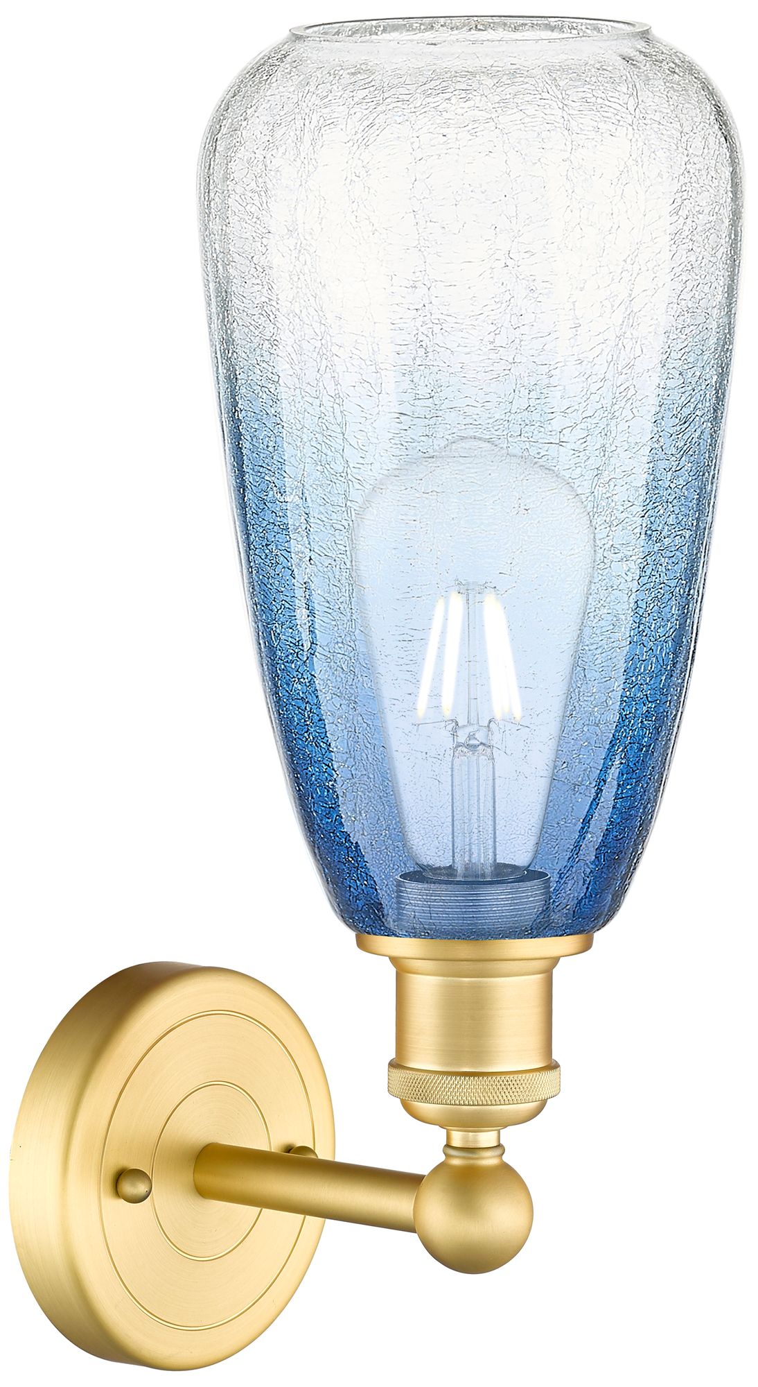 Image 2 Edison Brookhaven Almond 15"H Satin Gold Sconce With Sapphire Shade more views