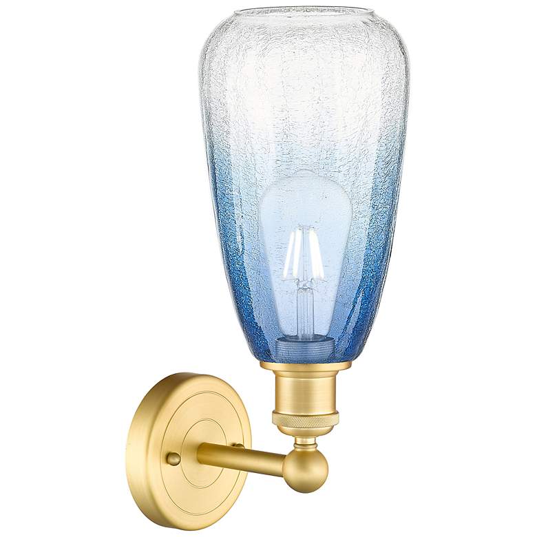 Image 2 Edison Brookhaven Almond 15"H Satin Gold Sconce With Sapphire Shade more views
