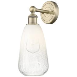 Edison Brookhaven Almond 15" High Antique Brass Sconce With Opal Shade