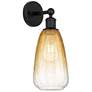 1_Edison Brookhaven Almond 15" High Matte Black Sconce With Amber Shade