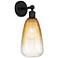 Edison Brookhaven Almond 15" High Matte Black Sconce With Amber Shade