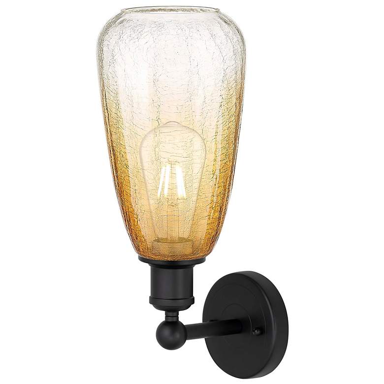 Image 2 Edison Brookhaven Almond 15" High Matte Black Sconce With Amber Shade more views