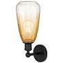 2_Edison Brookhaven Almond 15" High Matte Black Sconce With Amber Shade more views