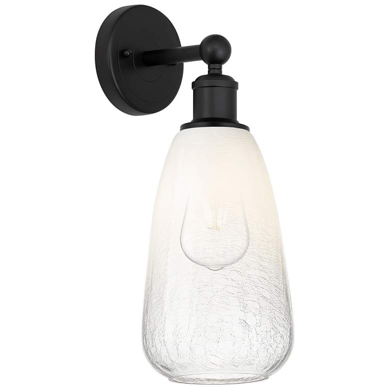Image 1 Edison Brookhaven Almond 15" High Matte Black Sconce With Opal Shade