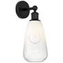1_Edison Brookhaven Almond 15" High Matte Black Sconce With Opal Shade