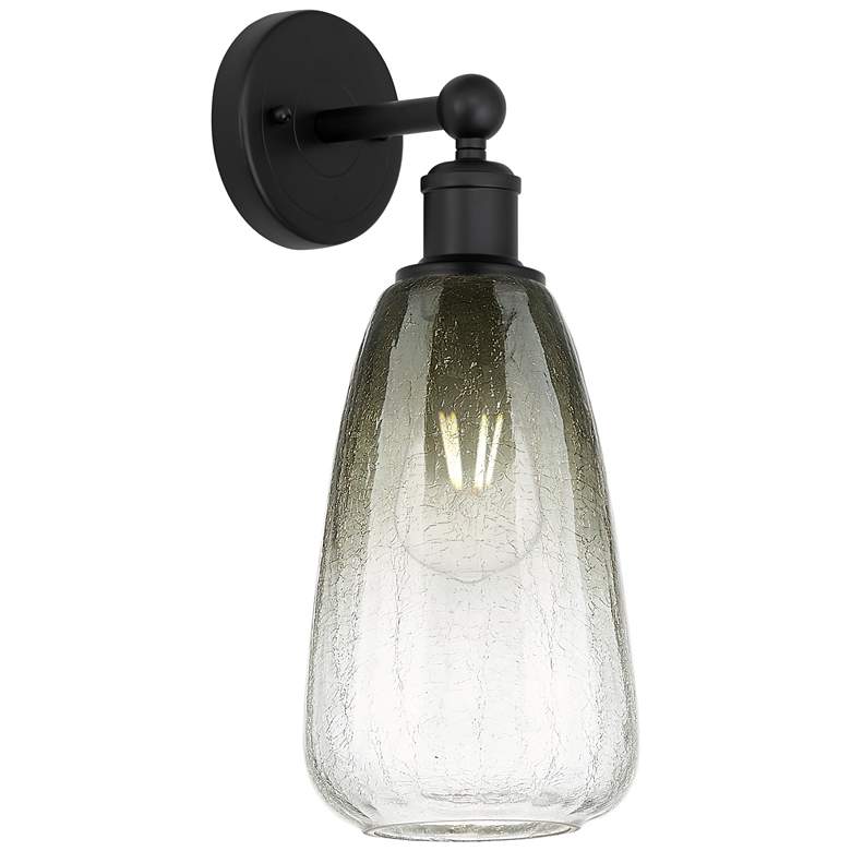 Image 1 Edison Brookhaven Almond 15" High Matte Black Sconce With Slate Shade