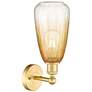 2_Edison Brookhaven Almond 15" High Satin Gold Sconce With Amber Shade more views