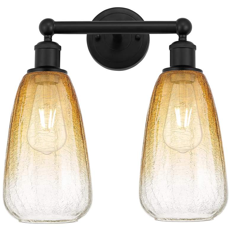 Image 1 Edison Brookhaven Almond 15"W 2 Light Black Bath Light w/ Amber Shade