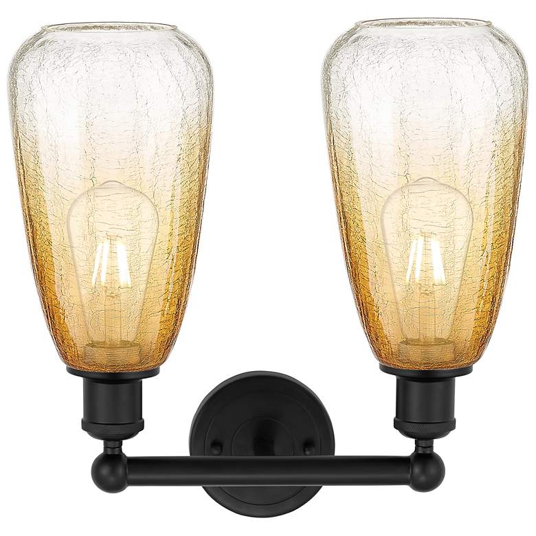 Image 2 Edison Brookhaven Almond 15"W 2 Light Black Bath Light w/ Amber Shade more views