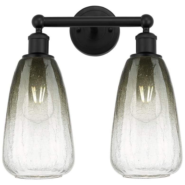 Image 1 Edison Brookhaven Almond 15"W 2 Light Black Bath Light w/ Slate Shade