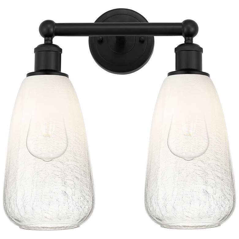 Image 1 Edison Brookhaven Almond 15"W 2 Light Black Vanity Light w/ Opal Shade