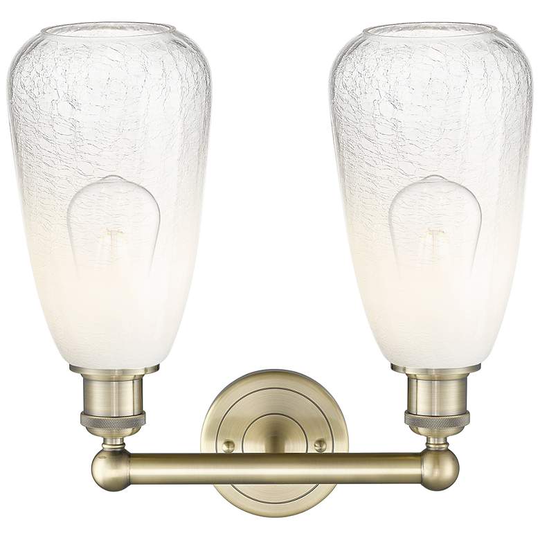 Image 2 Edison Brookhaven Almond 15"W 2 Light Brass Vanity Light w/ Opal Shade more views