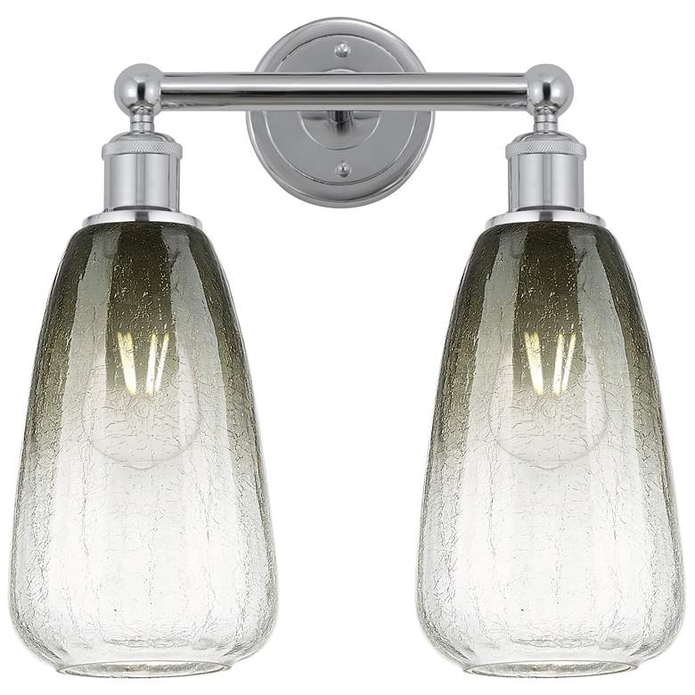 Image 1 Edison Brookhaven Almond 15"W 2 Light Chrome Bath Light w/ Slate Shade