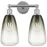 1_Edison Brookhaven Almond 15"W 2 Light Chrome Bath Light w/ Slate Shade