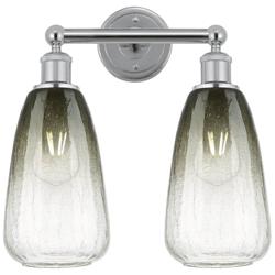 Edison Brookhaven Almond 15"W 2 Light Chrome Bath Light w/ Slate Shade