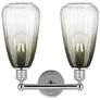 2_Edison Brookhaven Almond 15"W 2 Light Chrome Bath Light w/ Slate Shade more views