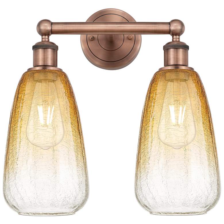 Image 1 Edison Brookhaven Almond 15"W 2 Light Copper Bath Light w/ Amber Shade