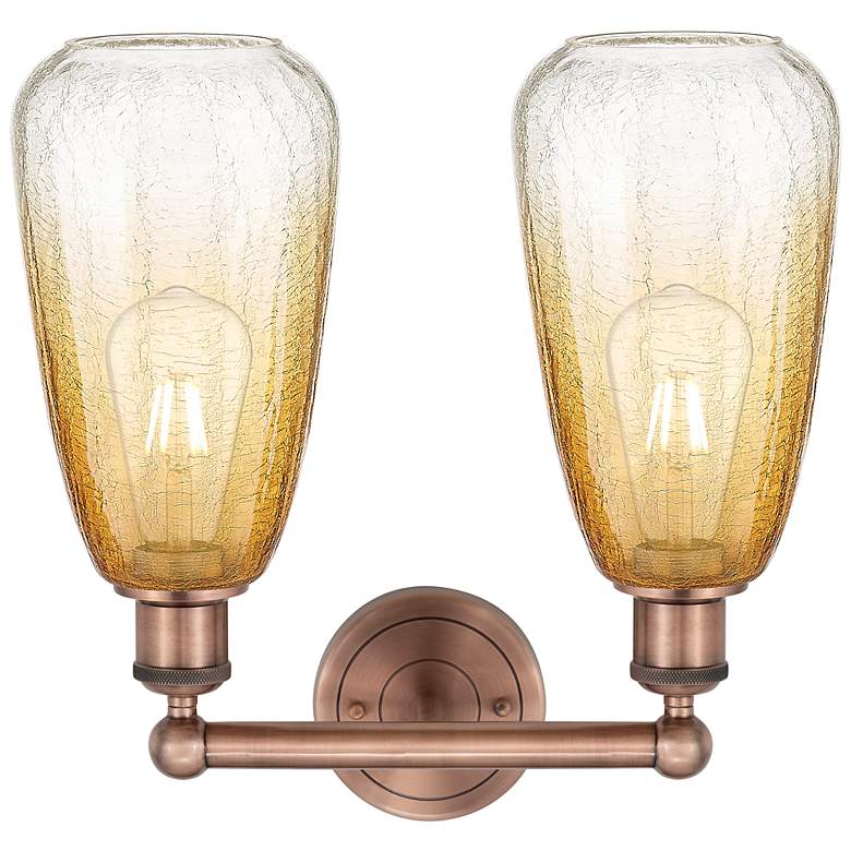 Image 2 Edison Brookhaven Almond 15"W 2 Light Copper Bath Light w/ Amber Shade more views