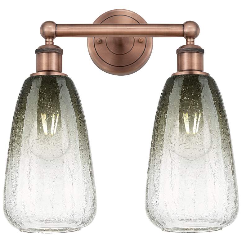 Image 1 Edison Brookhaven Almond 15"W 2 Light Copper Bath Light w/ Slate Shade