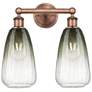 1_Edison Brookhaven Almond 15"W 2 Light Copper Bath Light w/ Slate Shade