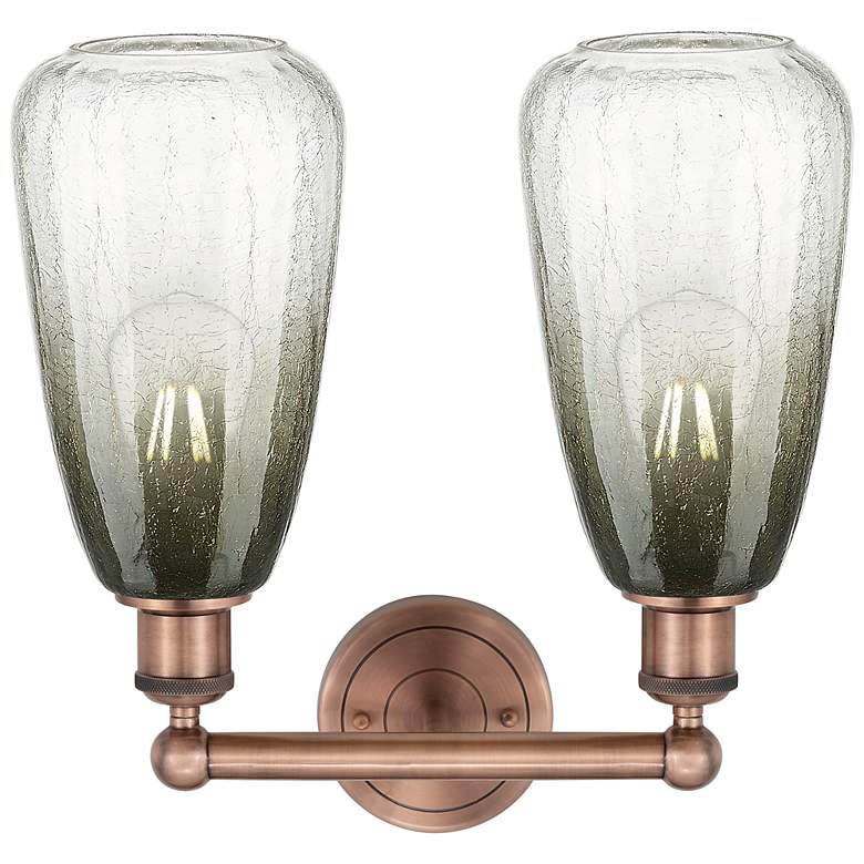 Image 2 Edison Brookhaven Almond 15"W 2 Light Copper Bath Light w/ Slate Shade more views