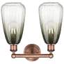2_Edison Brookhaven Almond 15"W 2 Light Copper Bath Light w/ Slate Shade more views