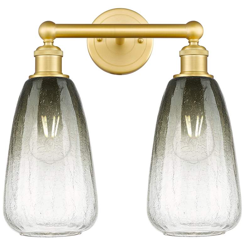 Image 1 Edison Brookhaven Almond 15"W 2 Light Gold Vanity Light w/ Slate Shade