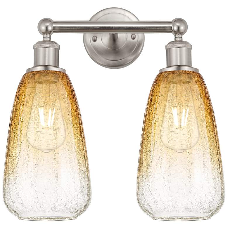 Image 1 Edison Brookhaven Almond 15"W 2 Light Nickel Bath Light w/ Amber Shade