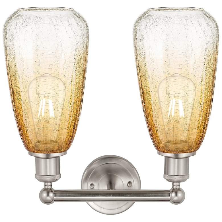 Image 2 Edison Brookhaven Almond 15"W 2 Light Nickel Bath Light w/ Amber Shade more views