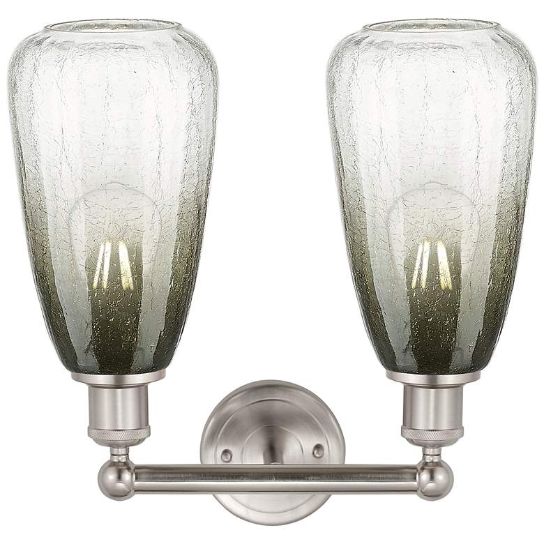 Image 2 Edison Brookhaven Almond 15"W 2 Light Nickel Bath Light w/ Slate Shade more views