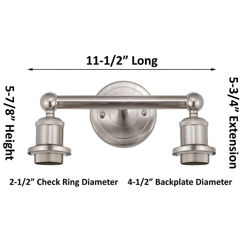 Image 3 Edison Brookhaven Almond 15"W 2 Light Nickel Bath Light w/ Slate Shade more views