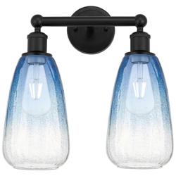 Edison Brookhaven Almond 15"W 2-Lt Black Bath Light w/ Sapphire Shade