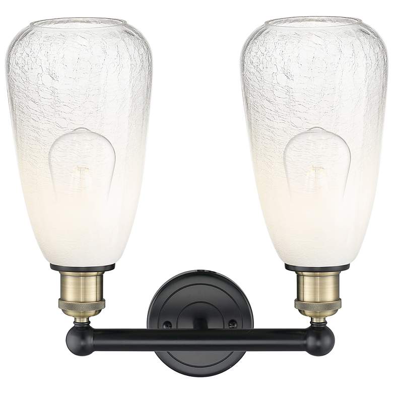 Image 2 Edison Brookhaven Almond 15"W 2-Lt Black Brass Vanity w/ Opal Shade more views