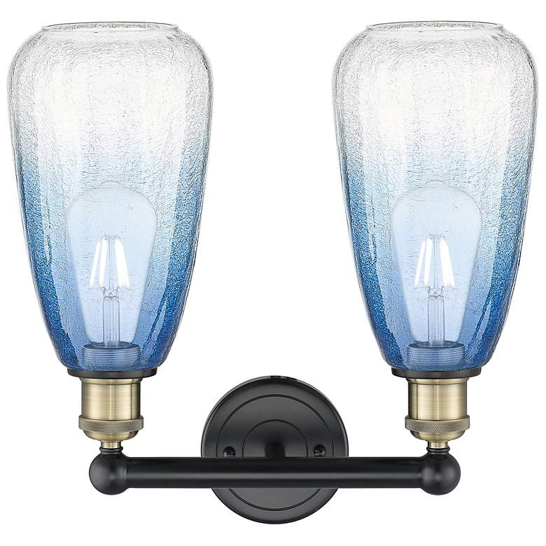 Image 2 Edison Brookhaven Almond 15"W 2-Lt Black Brass Vanity w/ Sapphire Shade more views