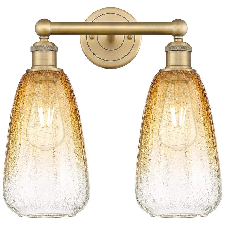 Image 1 Edison Brookhaven Almond 15"W 2-Lt Brushed Brass Vanity w/ Amber Shade