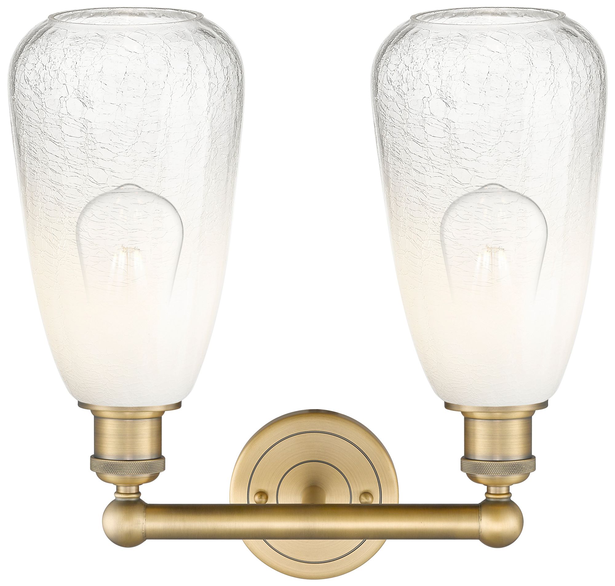 Image 2 Edison Brookhaven Almond 15"W 2-Lt Brushed Brass Vanity w/ Opal Shade more views