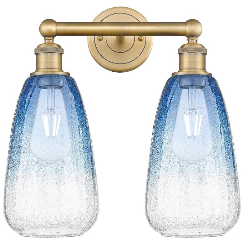 Image 1 Edison Brookhaven Almond 15"W 2-Lt Brushed Brass Vanity w/ Sapphire Shade