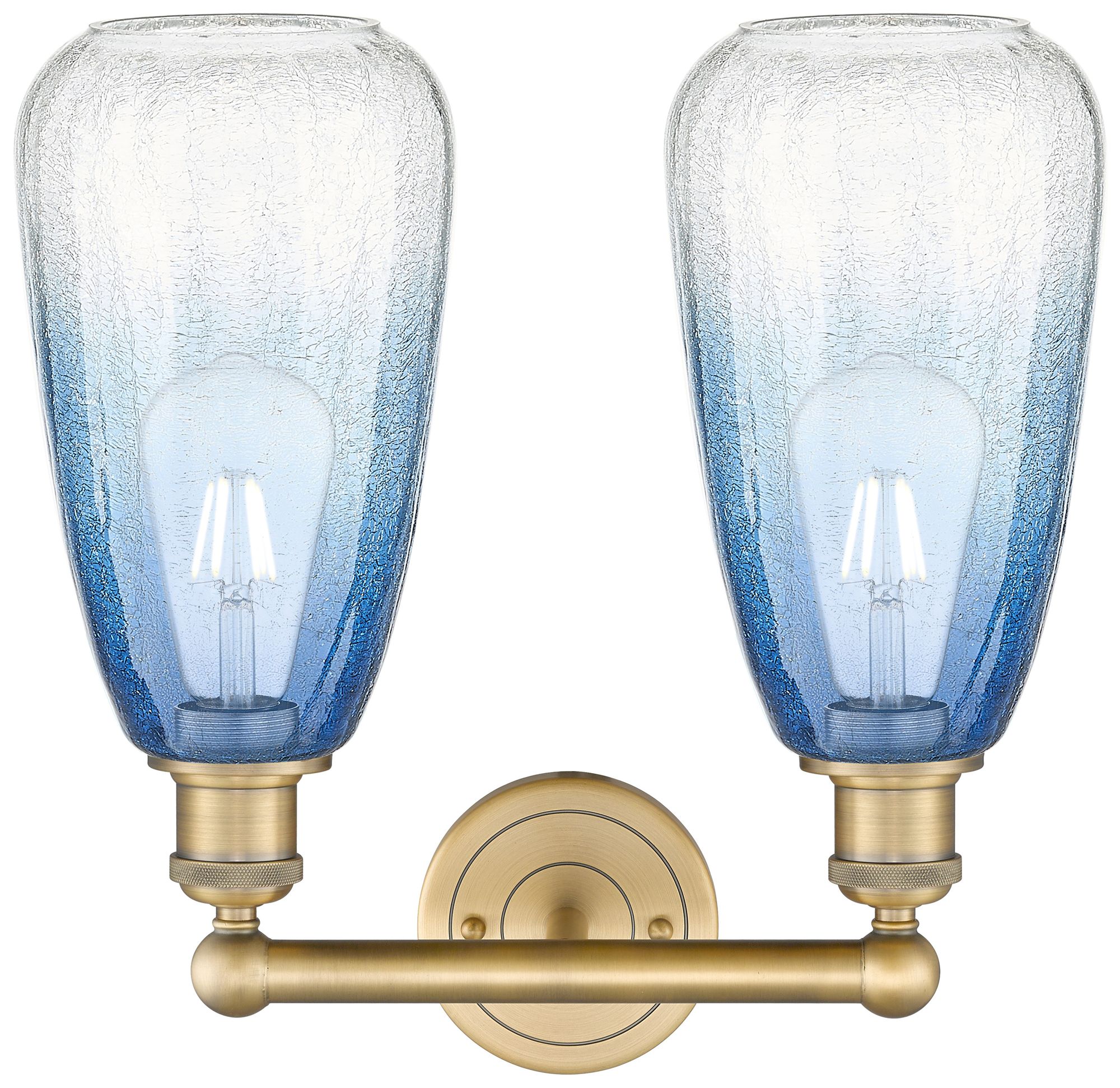 Image 2 Edison Brookhaven Almond 15"W 2-Lt Brushed Brass Vanity w/ Sapphire Shade more views