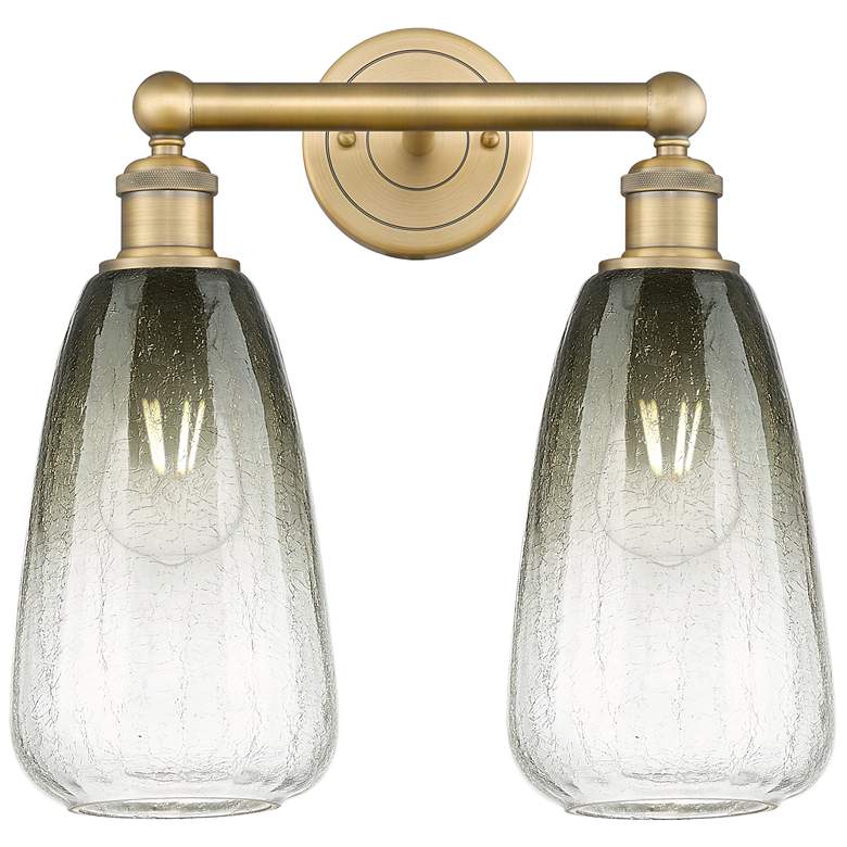Image 1 Edison Brookhaven Almond 15"W 2-Lt Brushed Brass Vanity w/ Slate Shade