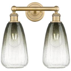 Edison Brookhaven Almond 15"W 2-Lt Brushed Brass Vanity w/ Slate Shade