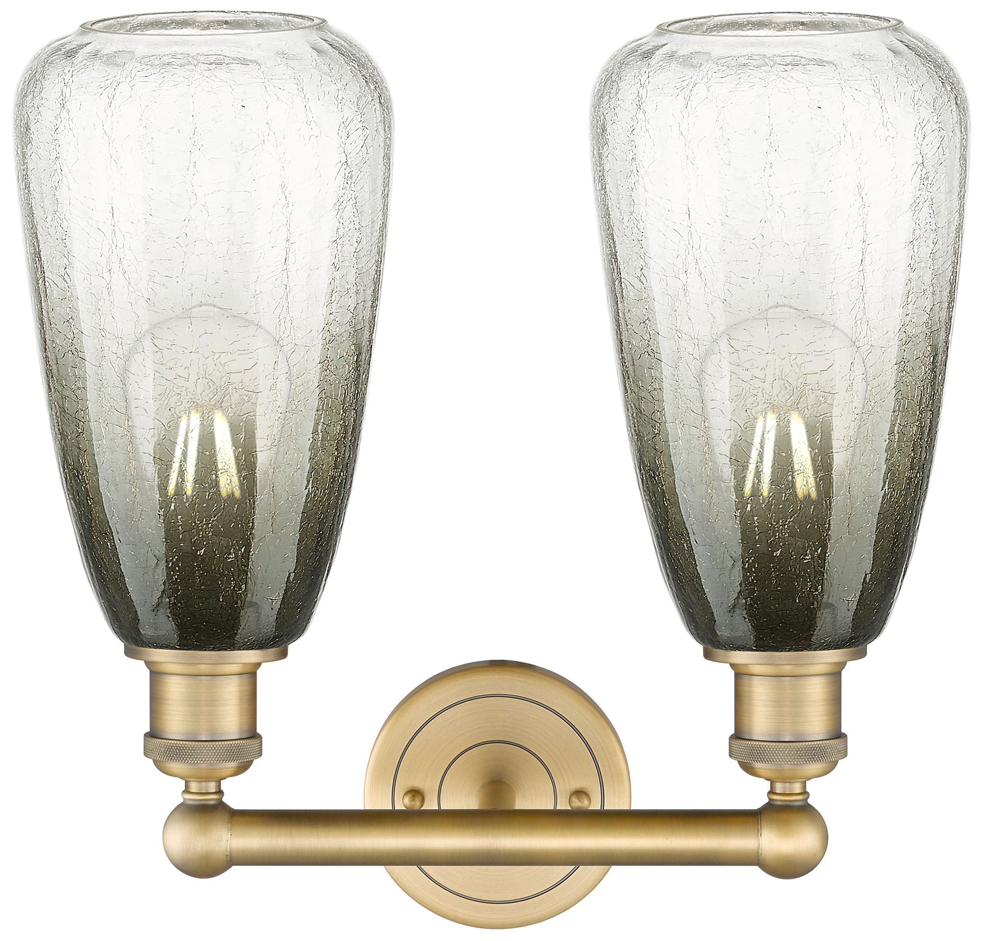 Image 2 Edison Brookhaven Almond 15"W 2-Lt Brushed Brass Vanity w/ Slate Shade more views
