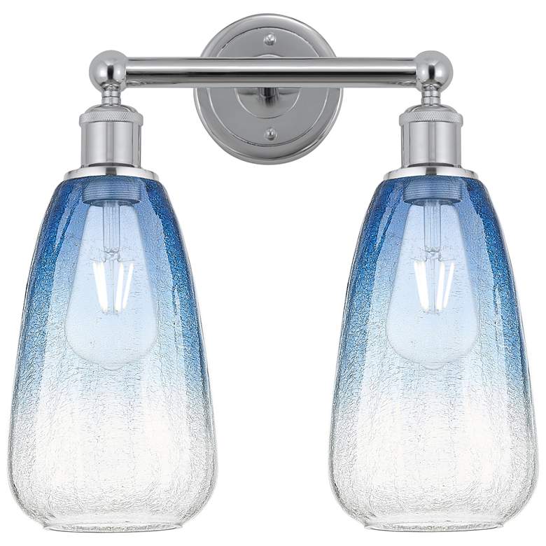 Image 1 Edison Brookhaven Almond 15"W 2-Lt Chrome Bath Light w/ Sapphire Shade