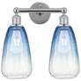 1_Edison Brookhaven Almond 15"W 2-Lt Chrome Bath Light w/ Sapphire Shade