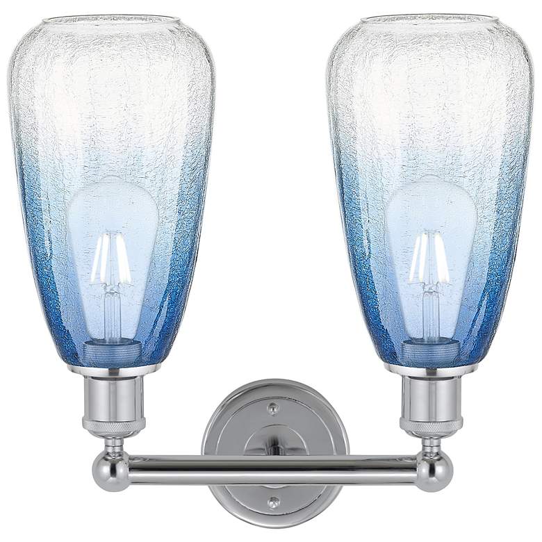Image 2 Edison Brookhaven Almond 15"W 2-Lt Chrome Bath Light w/ Sapphire Shade more views