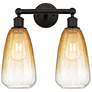 1_Edison Brookhaven Almond 15"W 2-Lt Oiled Bronze Vanity w/ Amber Shade
