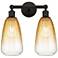 Edison Brookhaven Almond 15"W 2-Lt Oiled Bronze Vanity w/ Amber Shade