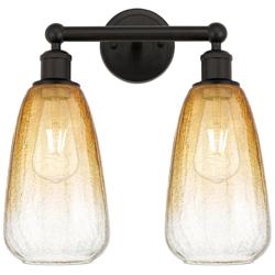 Edison Brookhaven Almond 15"W 2-Lt Oiled Bronze Vanity w/ Amber Shade