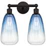 1_Edison Brookhaven Almond 15"W 2-Lt Oiled Bronze Vanity w/ Sapphire Shade