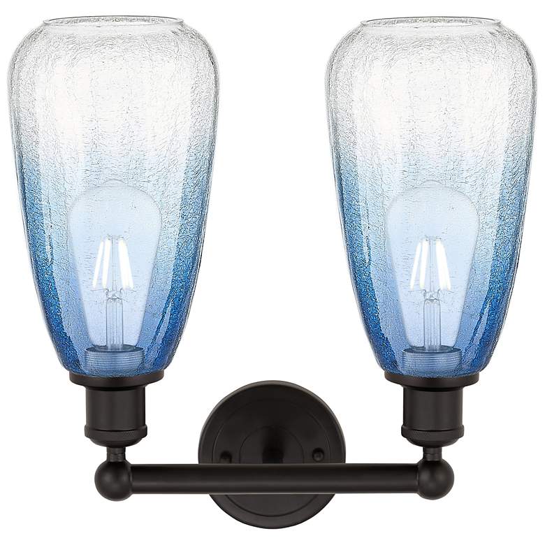 Image 2 Edison Brookhaven Almond 15"W 2-Lt Oiled Bronze Vanity w/ Sapphire Shade more views